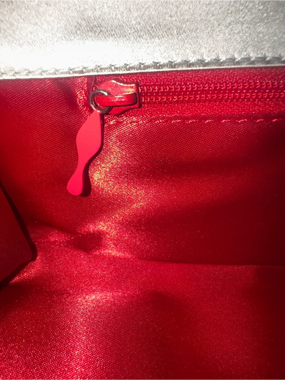 Christian Louboutin 💎Silver Satin Swirl Clutch - Picture 6 of 9